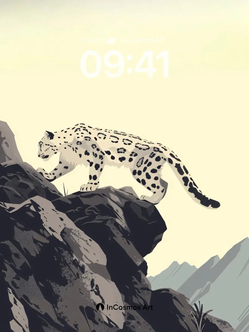 Silent Peak Wallpaper with Snow Leopard's Shadow