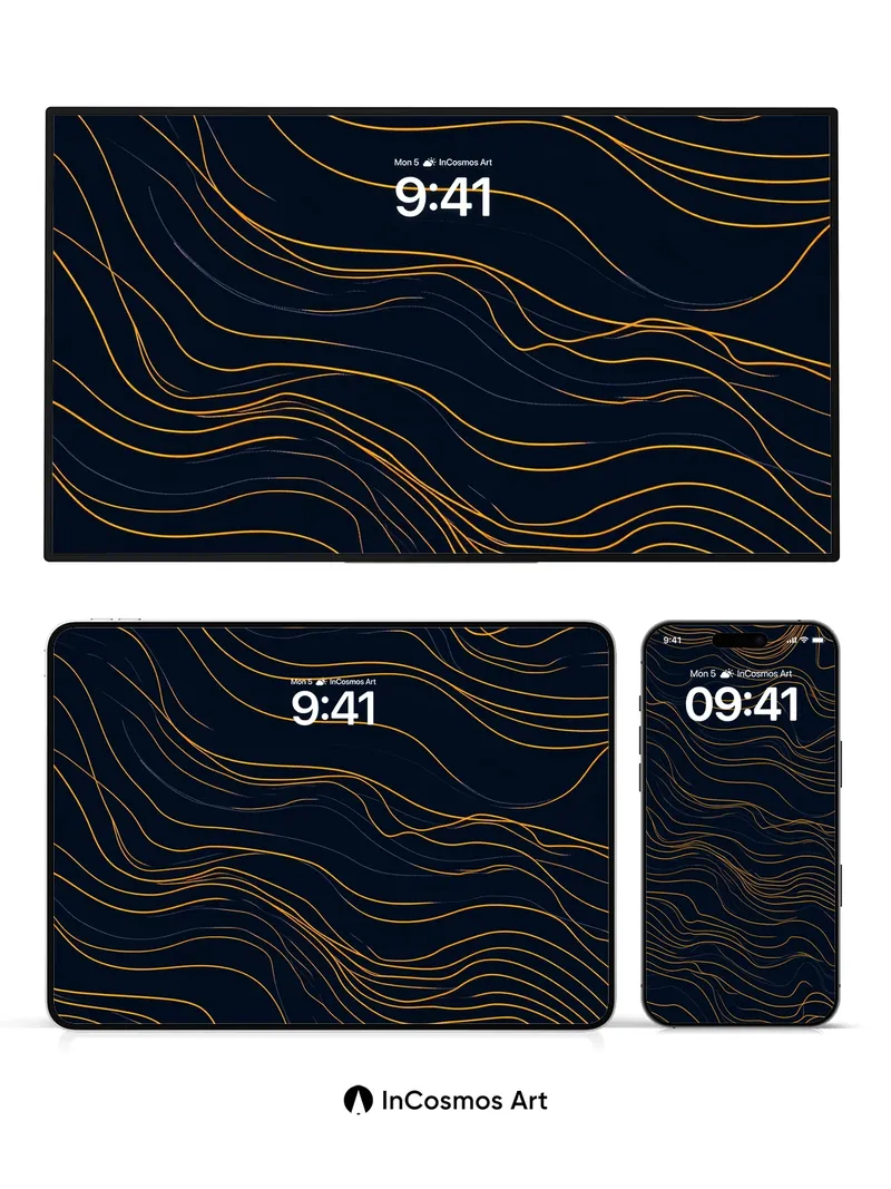 Luminous Topography Wallpaper with Golden Veins