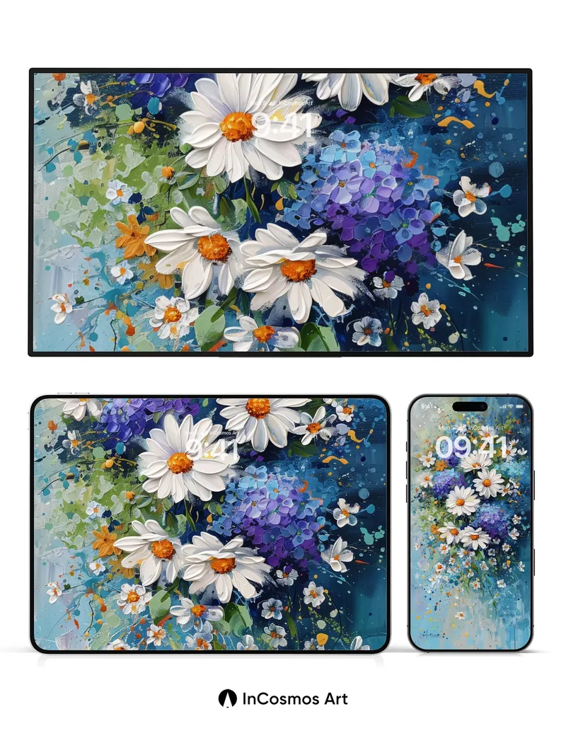 Surreal Bloom Wallpaper with Floating Petals