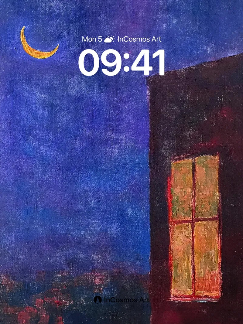 Cobalt Hush Wallpaper with Golden Crescent