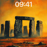 Crimson Hush Stonehenge Wallpaper with Ember Sky wallpaper for iPhone, iPad & Mac