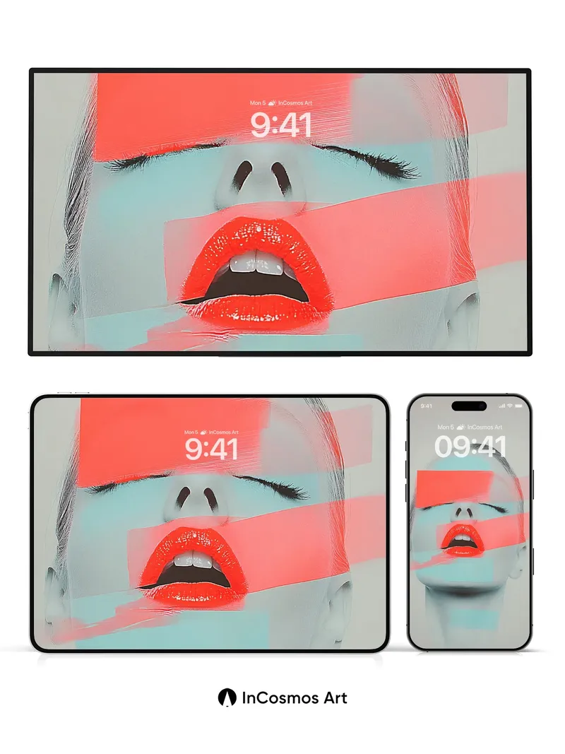 Cyan Silence Wallpaper with Crimson Fractures