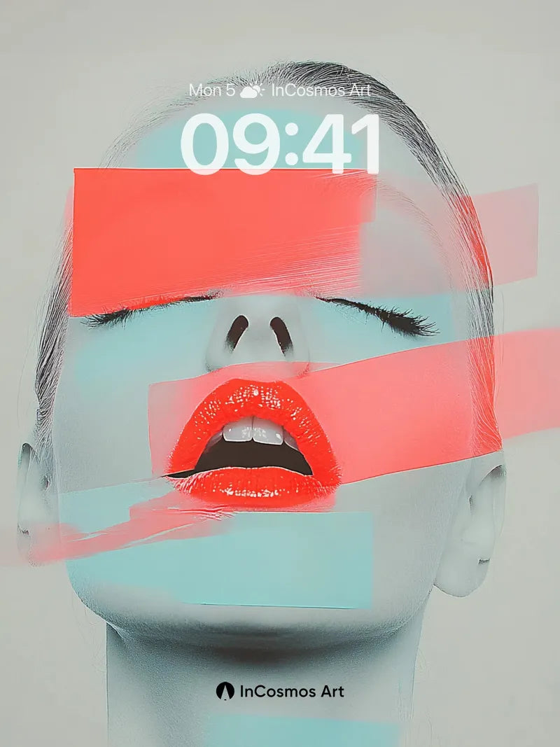 Cyan Silence Wallpaper with Crimson Fractures