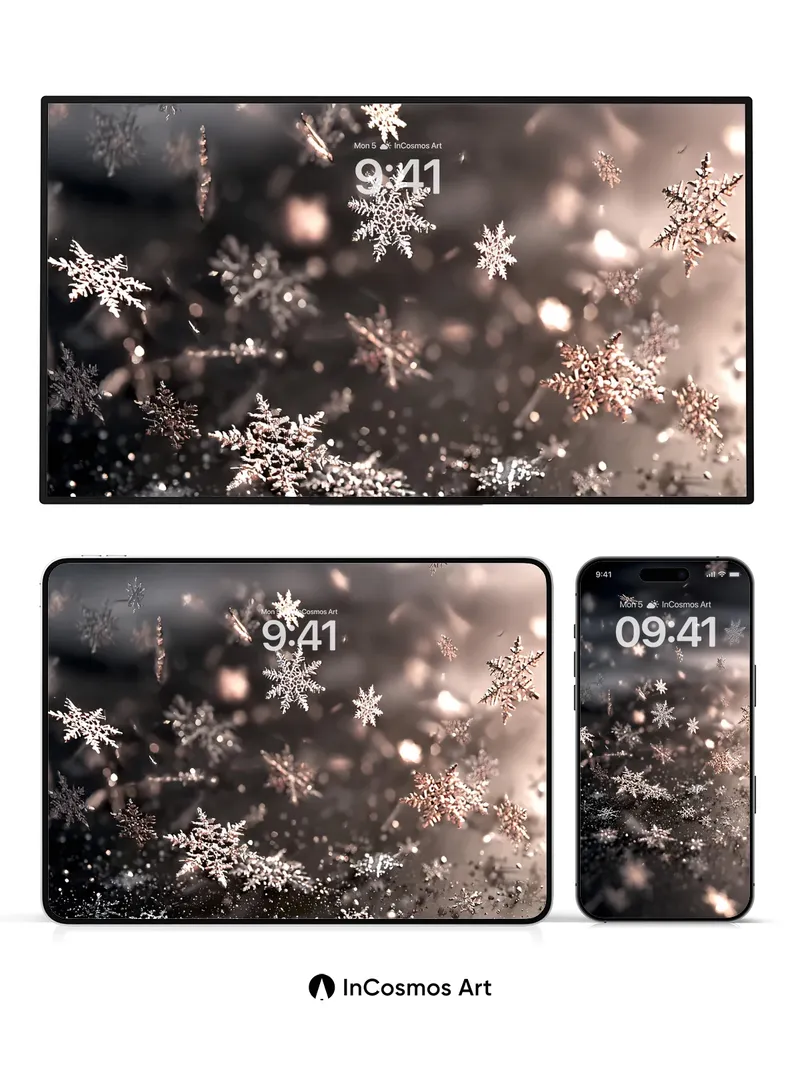 Frost Whisper Wallpaper with Glowing Crystals