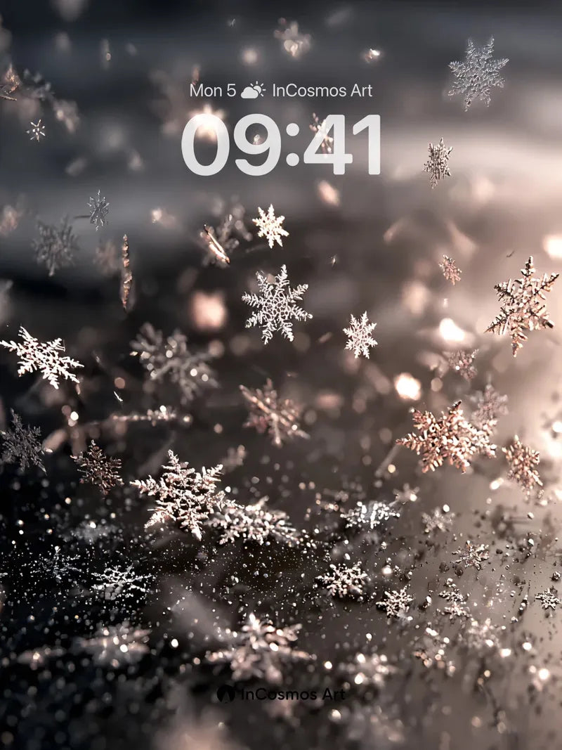 Frost Whisper Wallpaper with Glowing Crystals