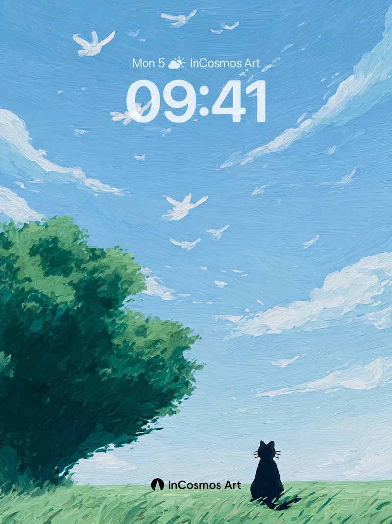 Serenity Skyline Wallpaper with Whispering Grass