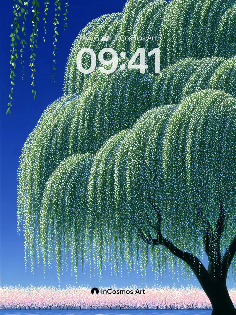 Whispering Willow Wallpaper with Starlit Canopy