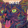 Psychedelic Cat Wallpaper with Neon Lines wallpaper for iPhone, iPad & Mac