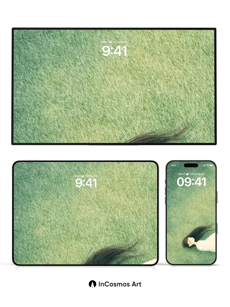 Serenity Grass Wallpaper with Whispering Hair