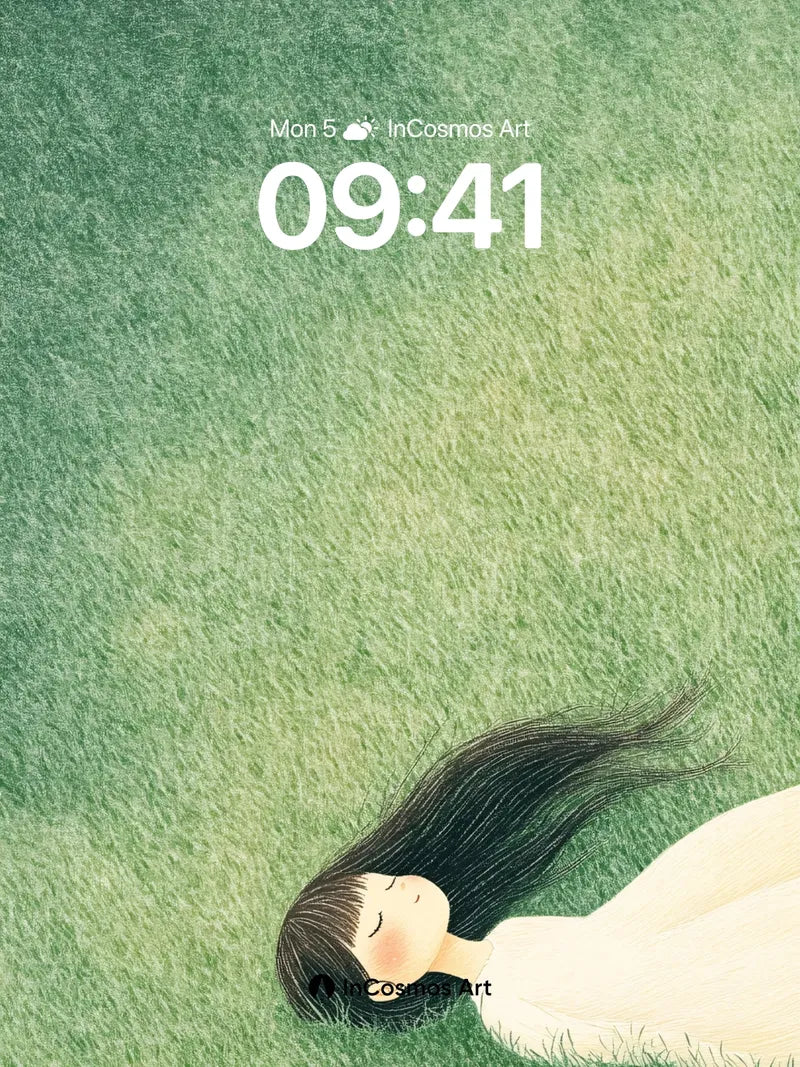 Serenity Grass Wallpaper with Whispering Hair