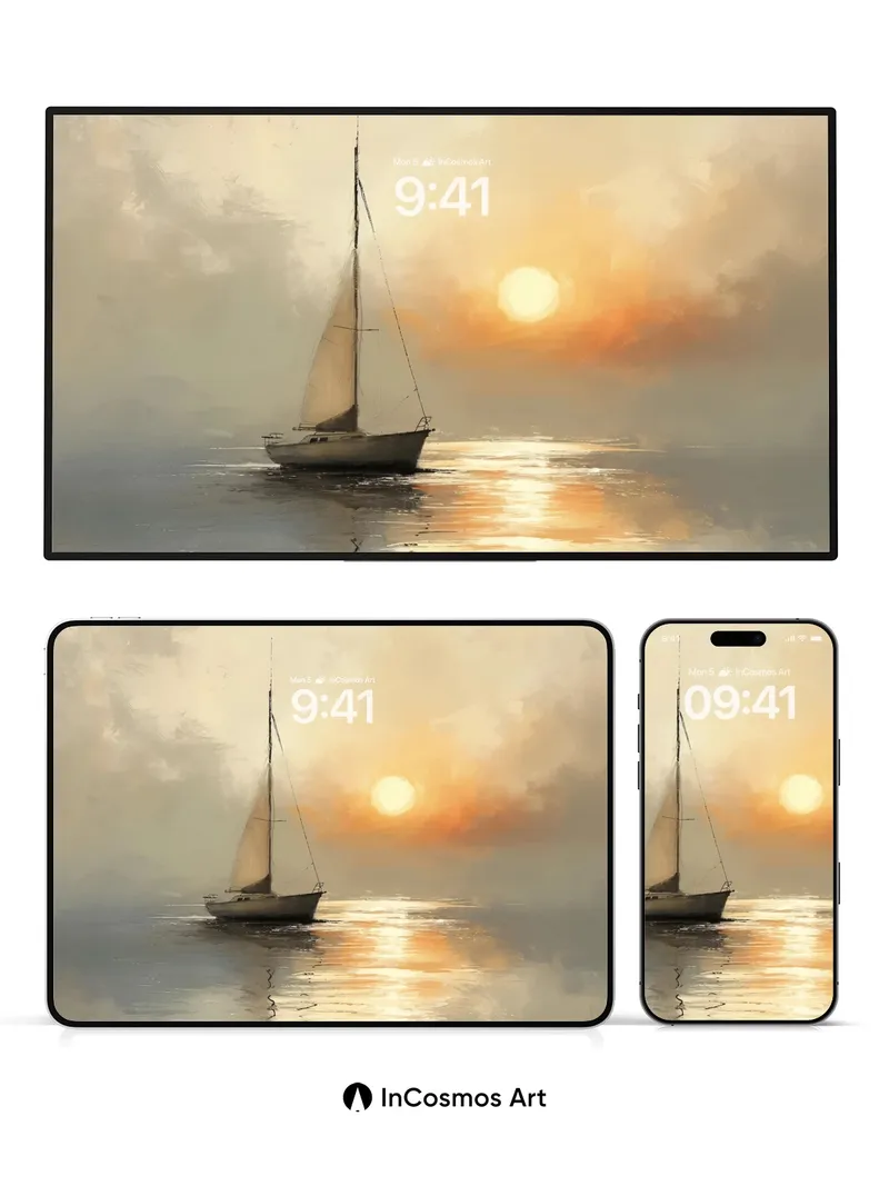 Serenity Sail Wallpaper with Golden Hush