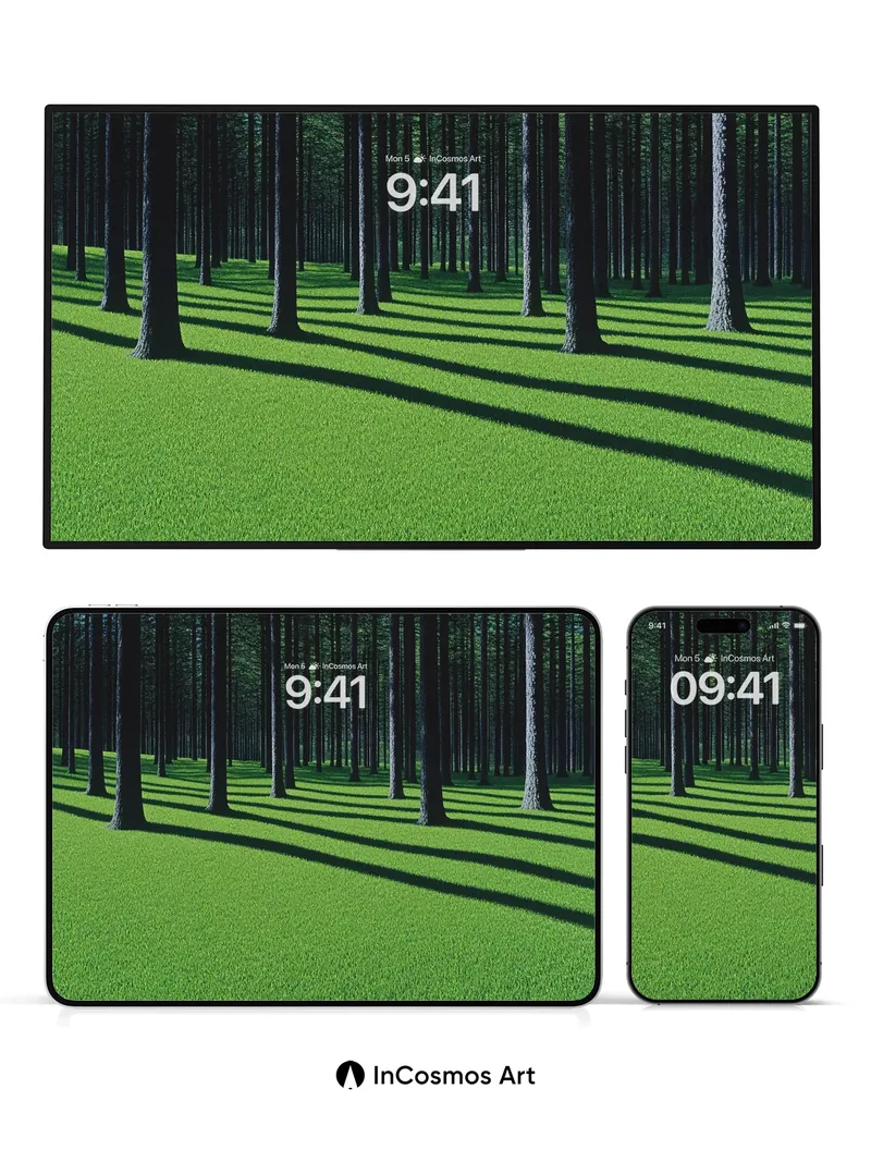 Whispering Pine Wallpaper with Shadow Rhythms