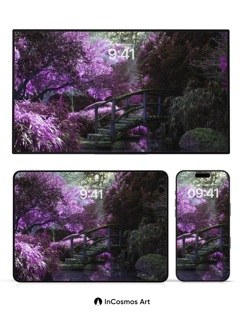 Lavender Mirage Wallpaper with Whispering Bridge