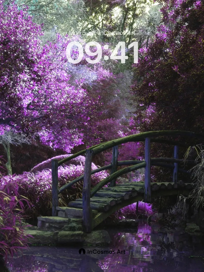 Lavender Mirage Wallpaper with Whispering Bridge