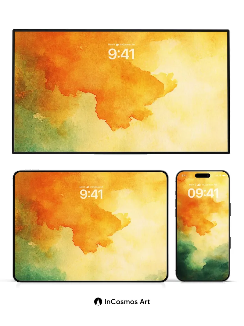 Golden Ember Wallpaper with Verdant Hush