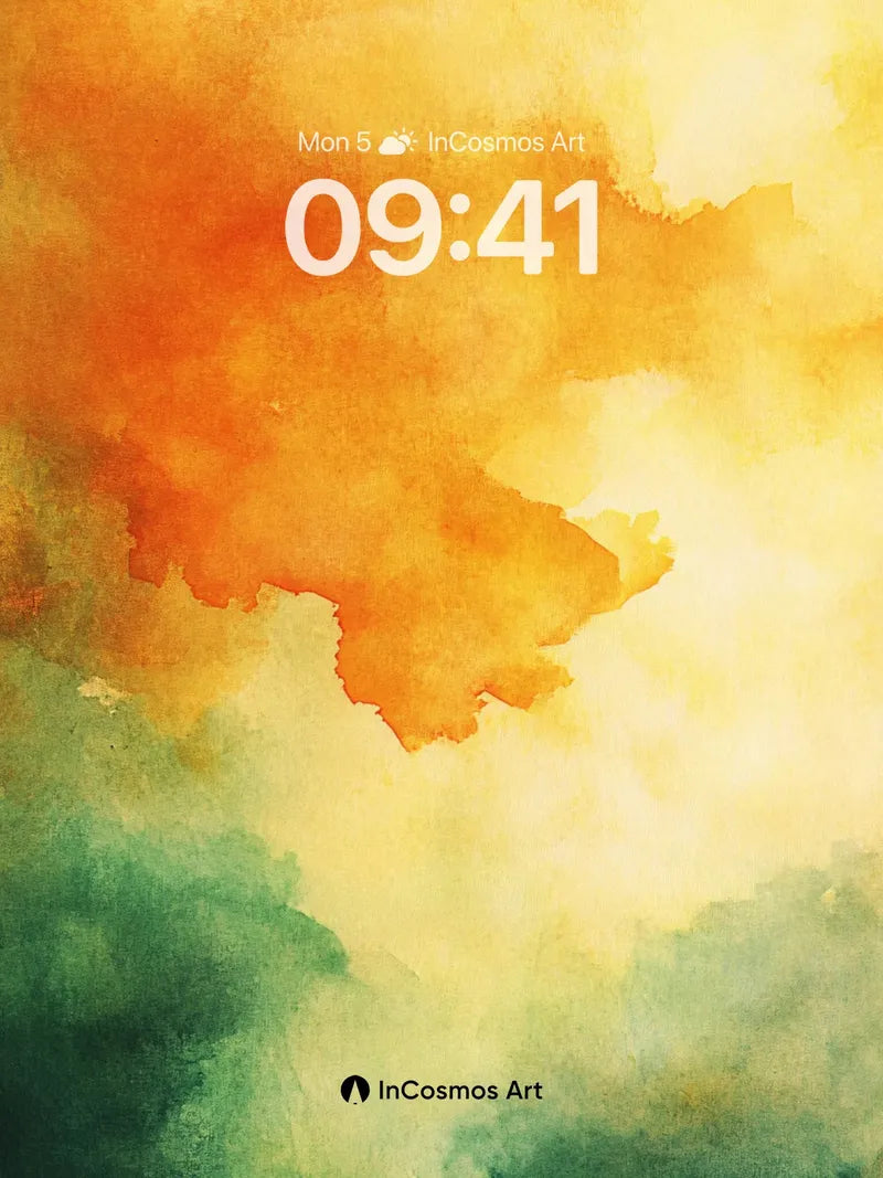 Golden Ember Wallpaper with Verdant Hush