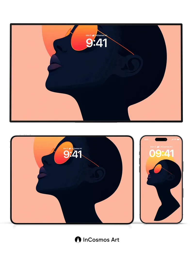 Silhouetted Sunset Wallpaper with Solar Lens