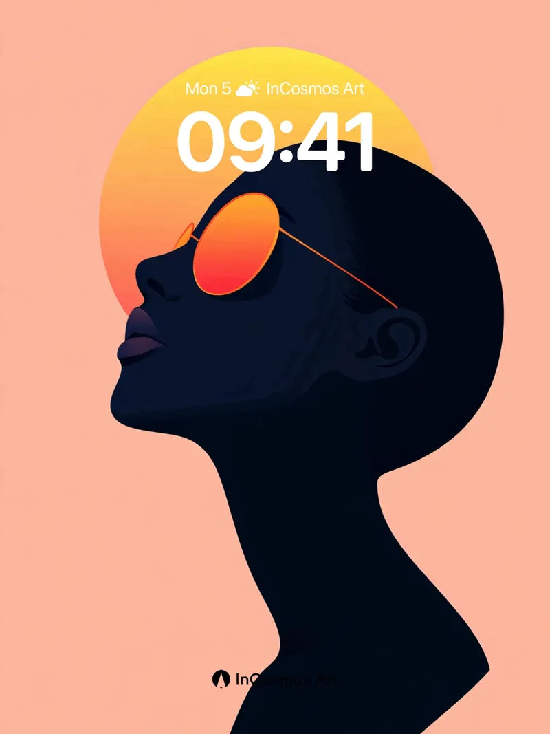 Silhouetted Sunset Wallpaper with Solar Lens