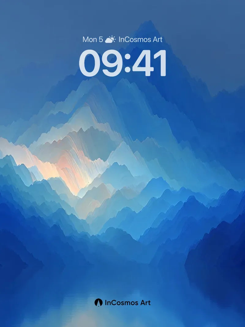 Cerulean Stillness Wallpaper with Ethereal Peaks