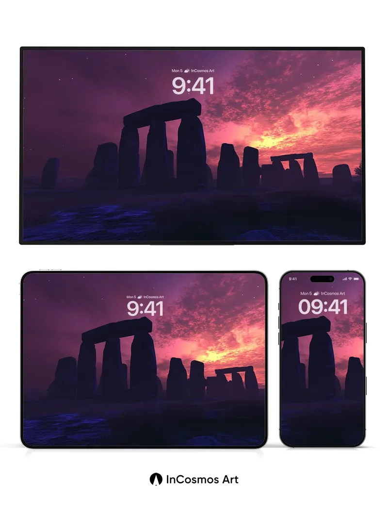 Ethereal Stonehenge Wallpaper with Cosmic Twilight