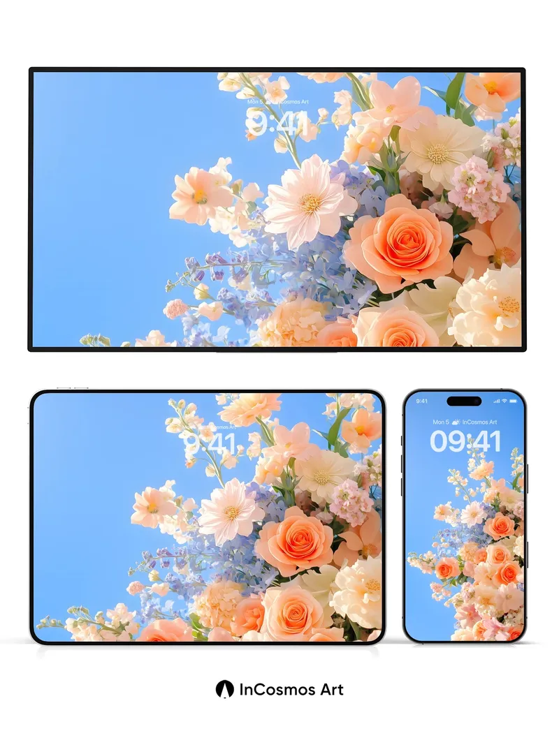 Skyward Bloom Wallpaper with Soft Petal Hues