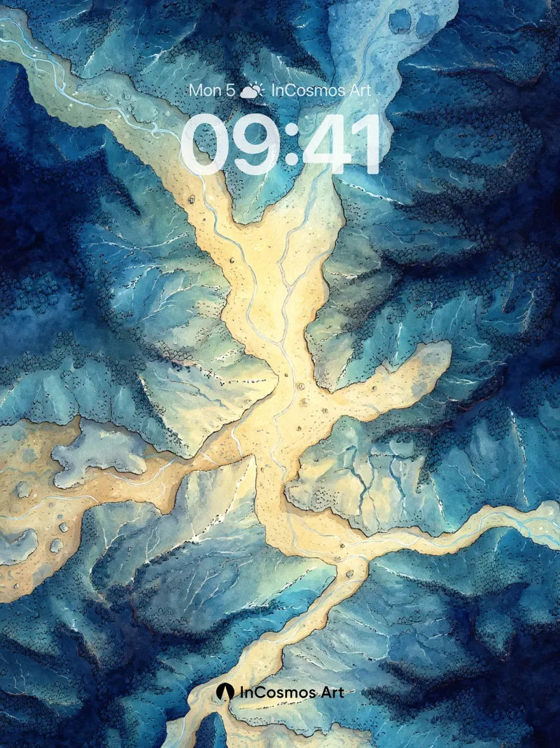 Cobalt Vein Wallpaper with Golden Rifts