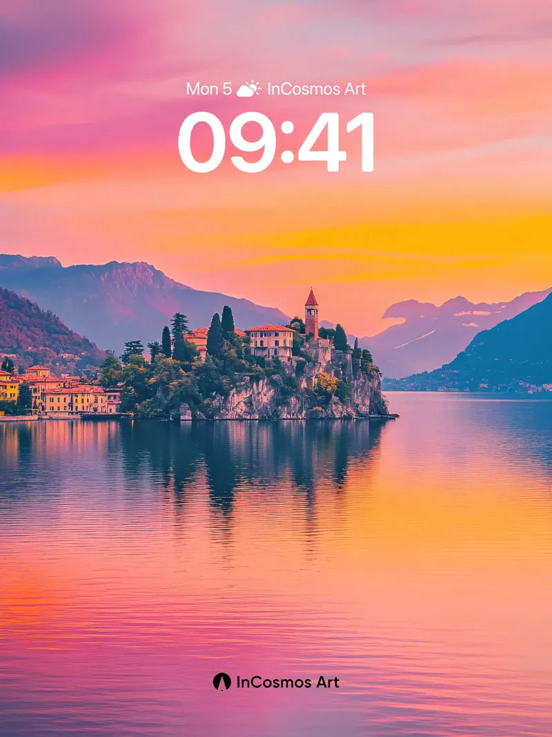 Crimson Horizon Wallpaper with Stone Sanctuary