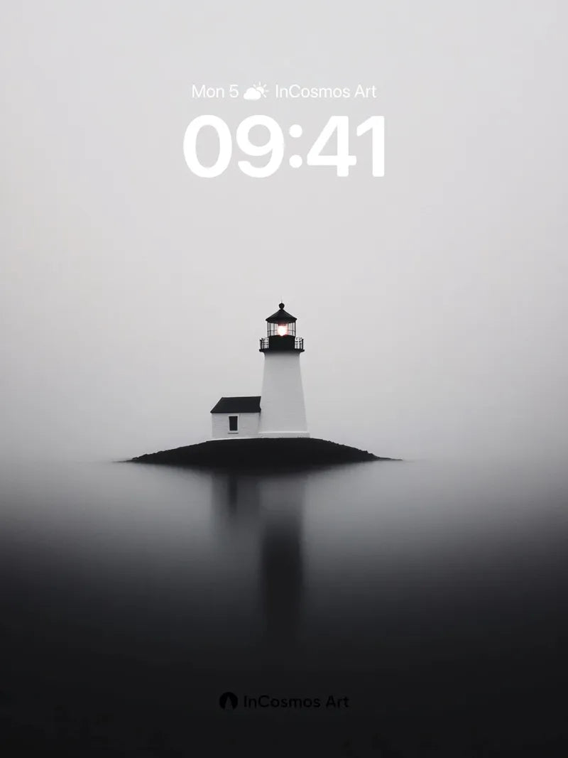 Serenity Lighthouse Wallpaper in Misty Stillness