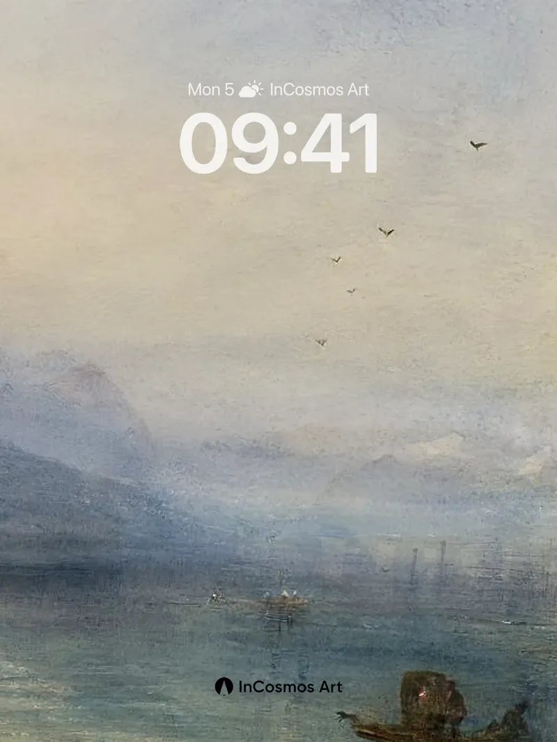 Misty Serenity Wallpaper with Floating Boats