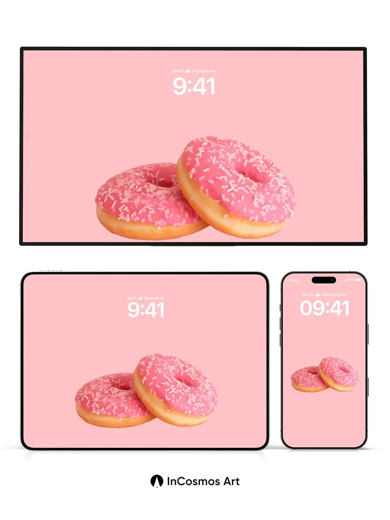 Playful Pink Donut Wallpaper with Sprinkle Texture