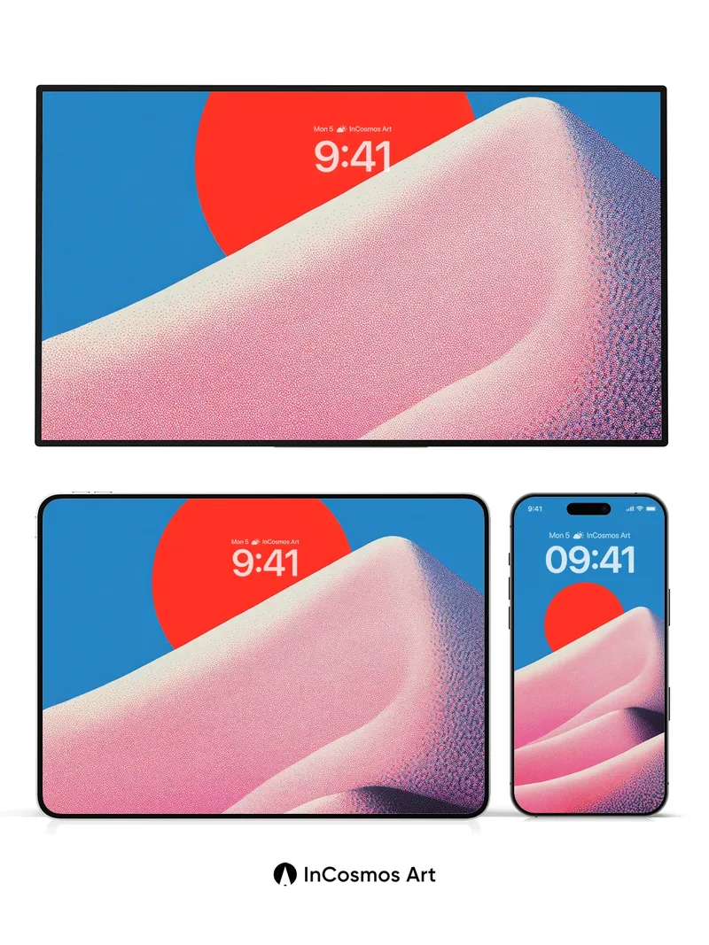 Crimson Horizon Wallpaper with Textured Dunes