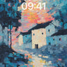 Crimson Sky Reflection Wallpaper with Pixelated Light wallpaper for iPhone, iPad & Mac