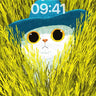 Whimsical Meadow Wallpaper with Hidden Cat Eyes wallpaper for iPhone, iPad & Mac