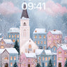 Serene Snowfall Wallpaper with Lit Windows wallpaper for iPhone, iPad & Mac