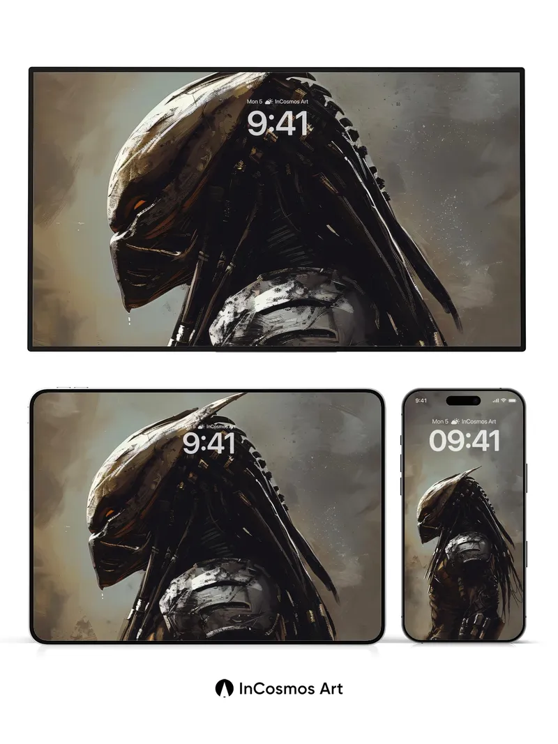 Shadowed Predator Wallpaper with Iron Feathers