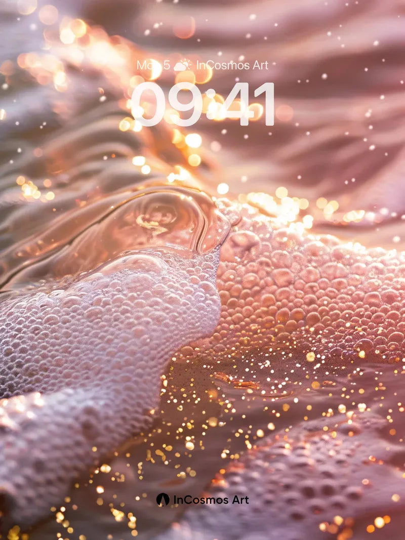 Golden Foam Wallpaper with Sunlit Bubbles