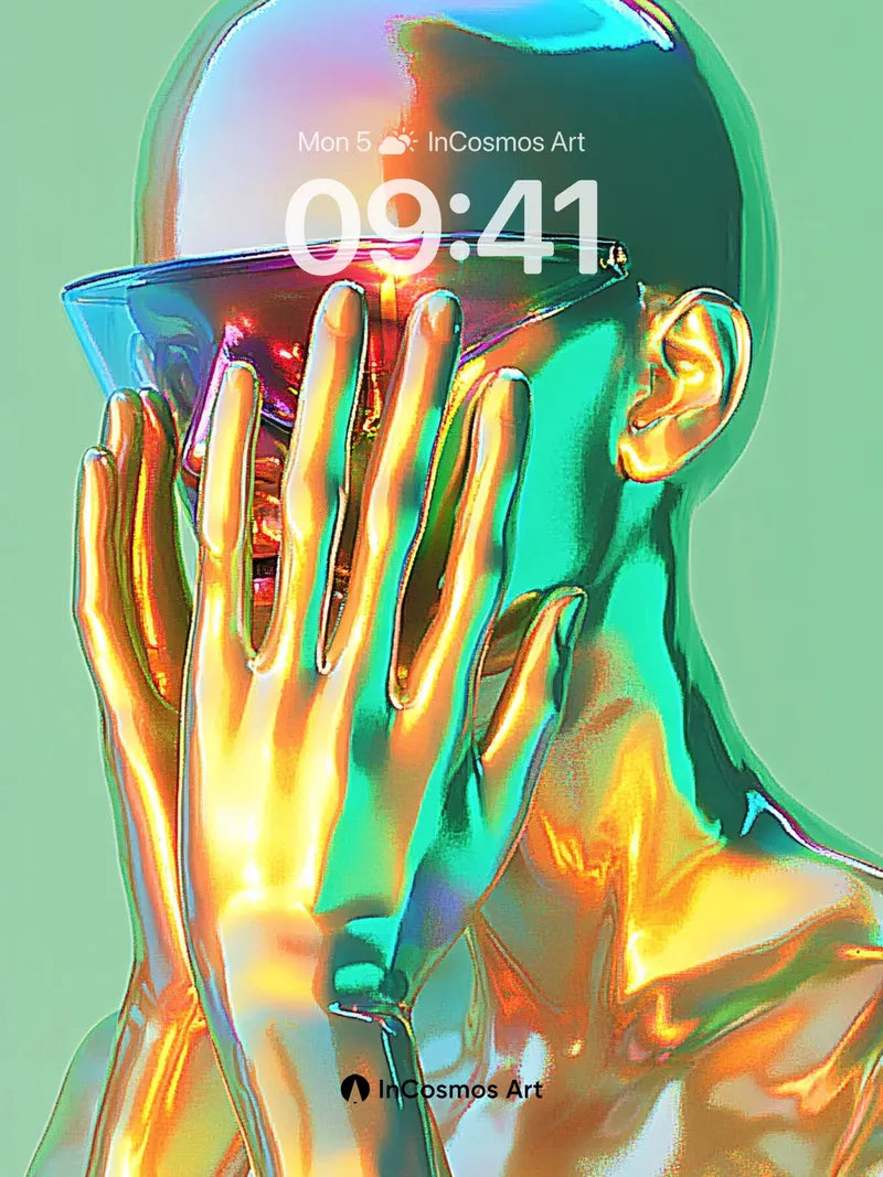 Liquid Chroma Wallpaper with Reflective Veil wallpaper for iPhone, iPad & Mac