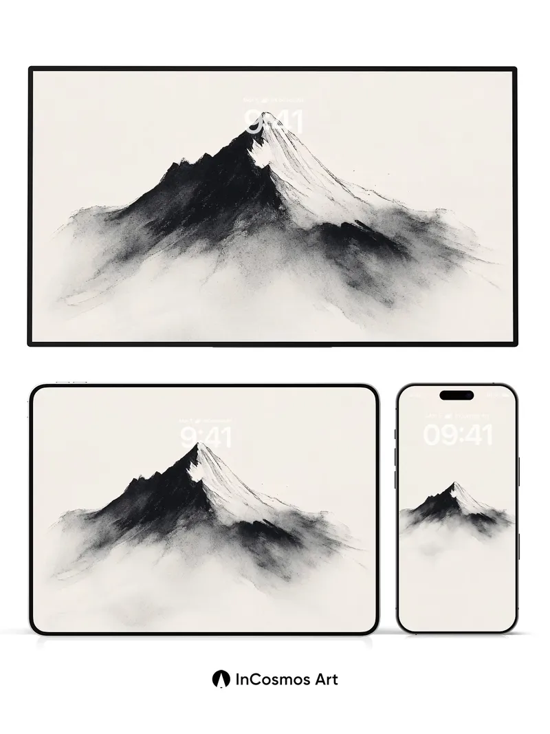 Serenity Peak Wallpaper with Floating Ink