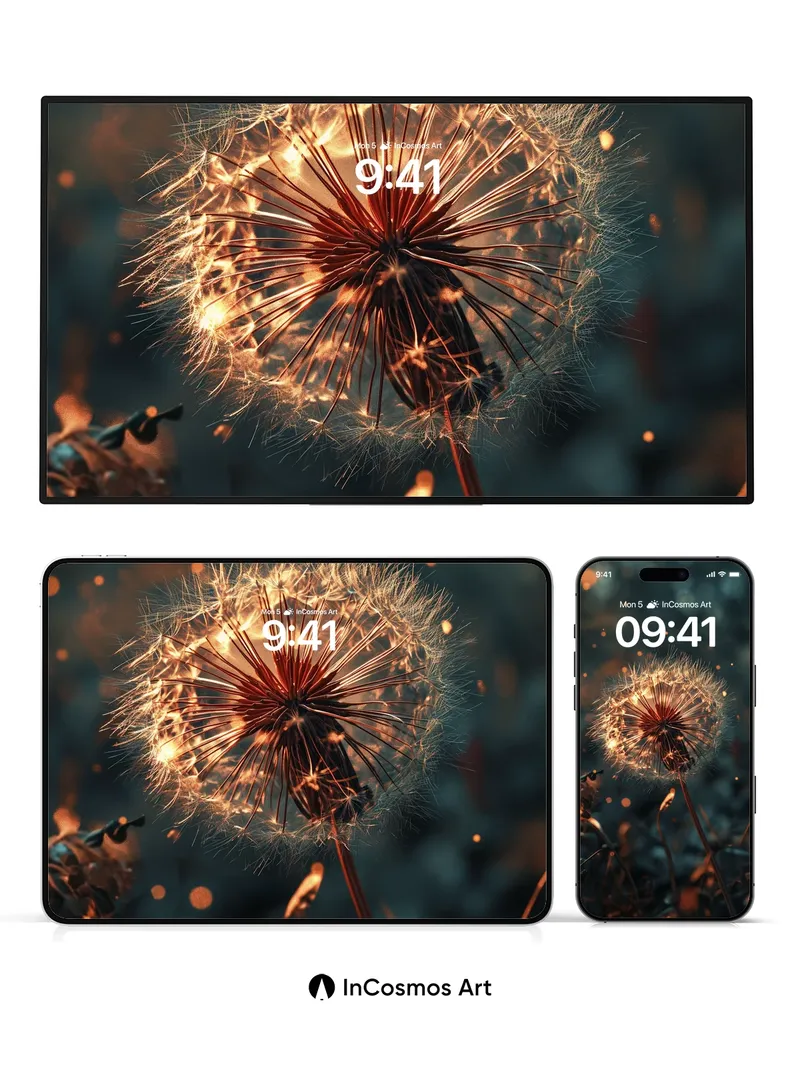 Golden Hush Dandelion Wallpaper with Ethereal Light