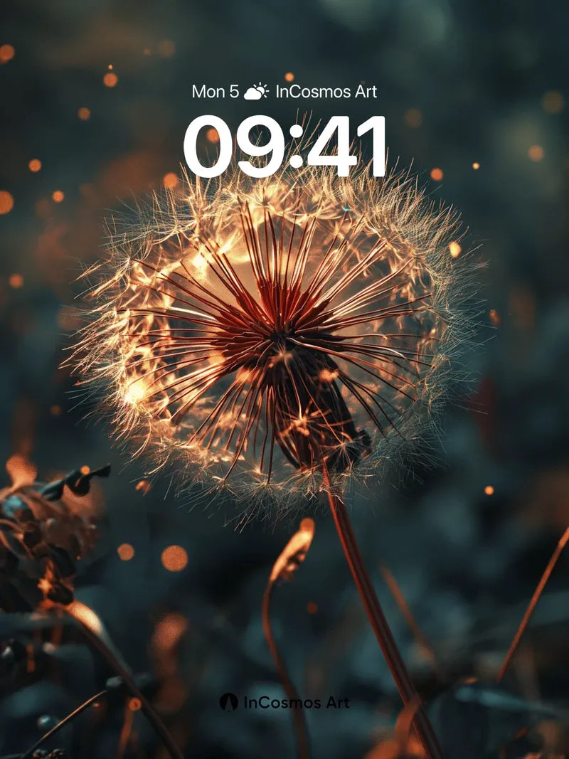 Golden Hush Dandelion Wallpaper with Ethereal Light