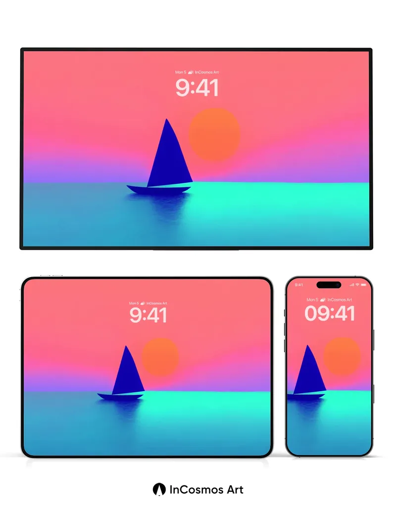 Serenity Sail Wallpaper with Gradient Horizon