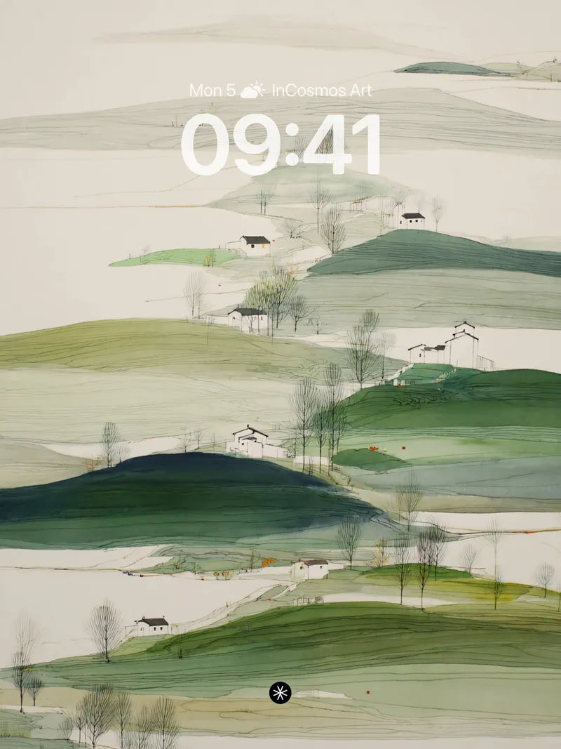 Serene Hillside Wallpaper with Whispering Greens wallpaper for iPhone, iPad & Mac