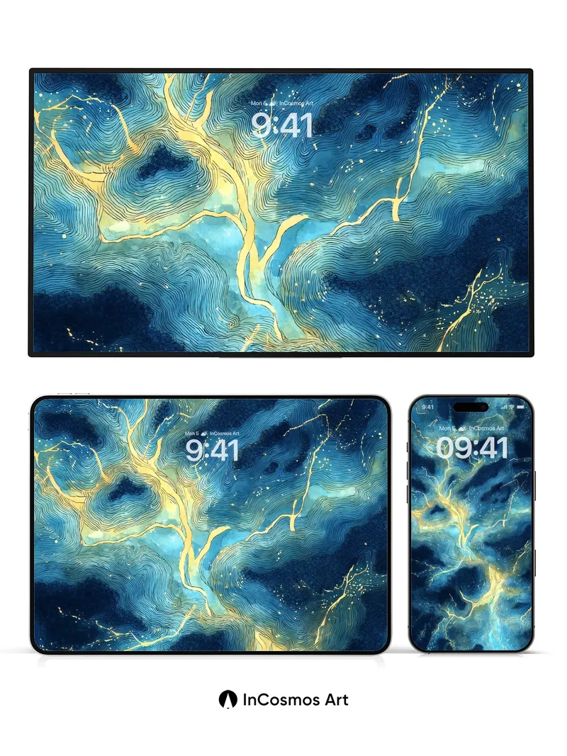 Luminous Vein Wallpaper with Celestial Currents