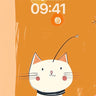 Whimsical Orange Hues Wallpaper with Playful Cat wallpaper for iPhone, iPad & Mac