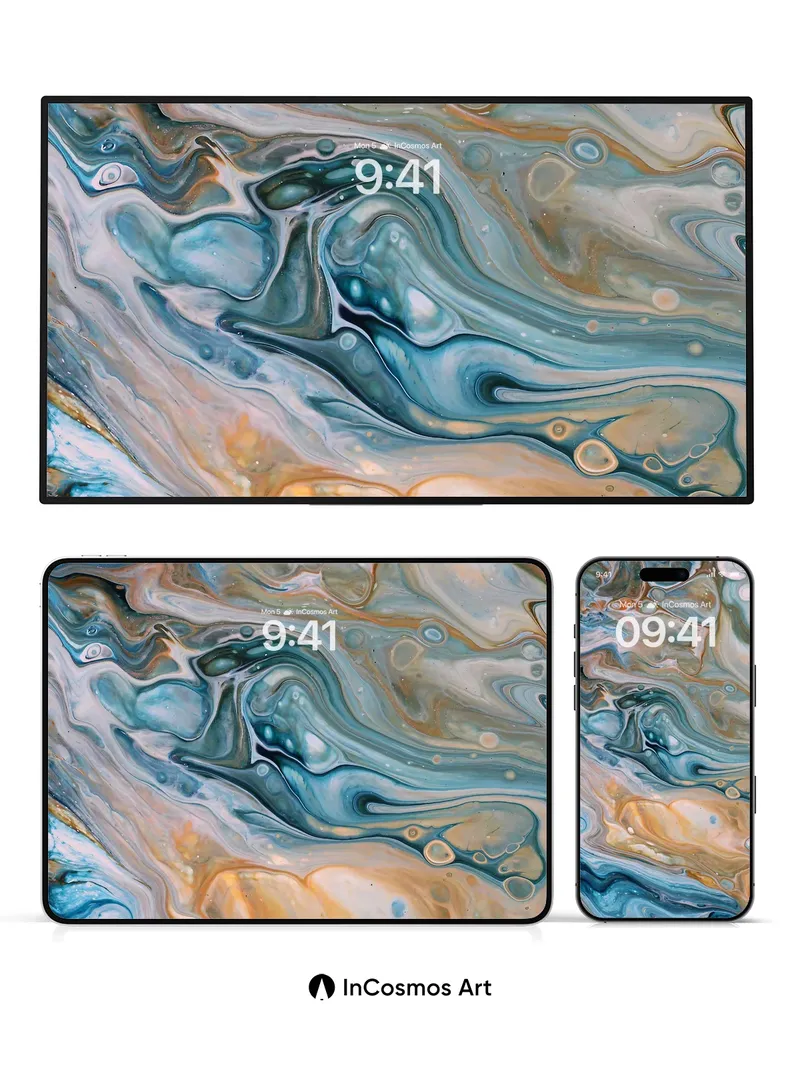 Oceanic Drift Wallpaper with Liquid Stone Veins