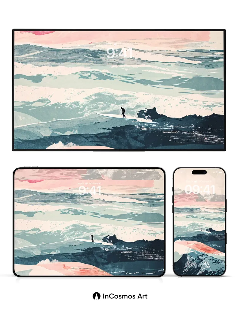 Crimson Horizon Wallpaper with Snowbound Solitude