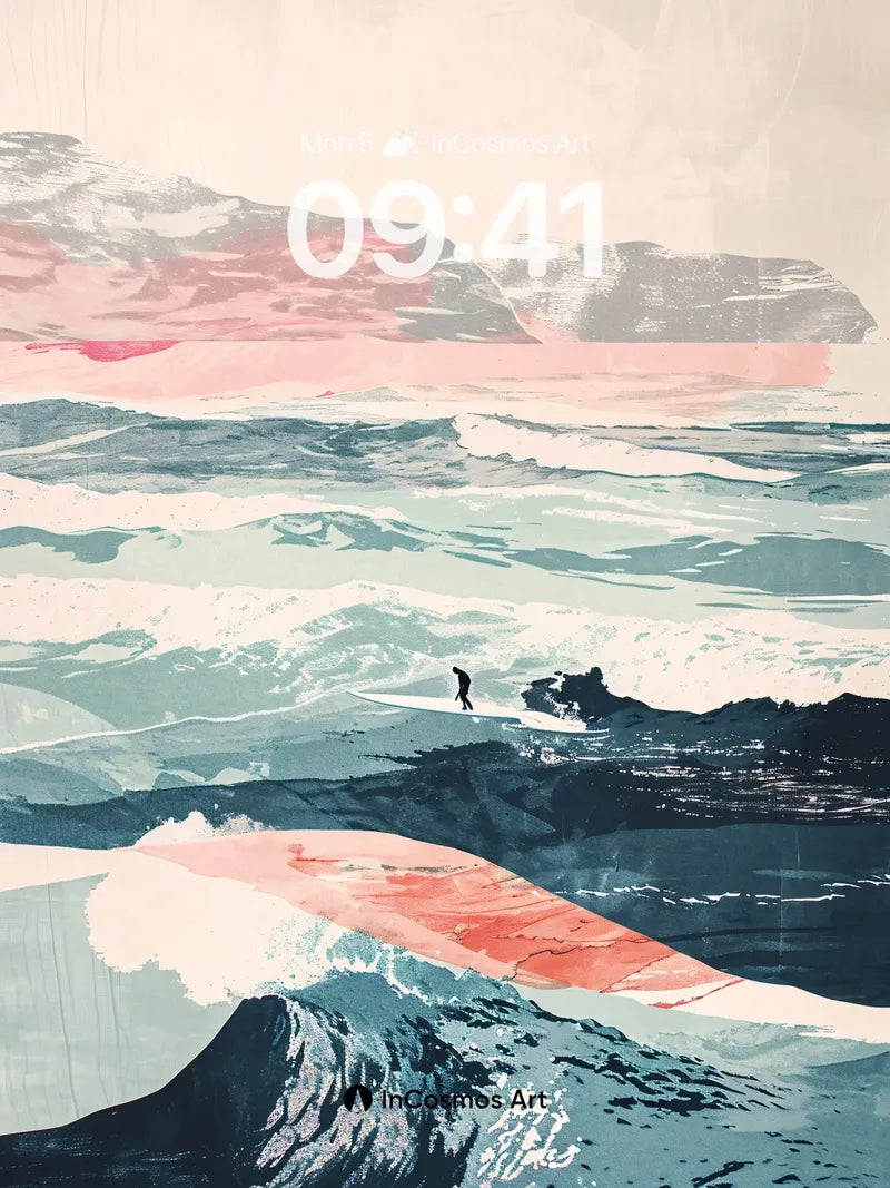 Crimson Horizon Wallpaper with Snowbound Solitude