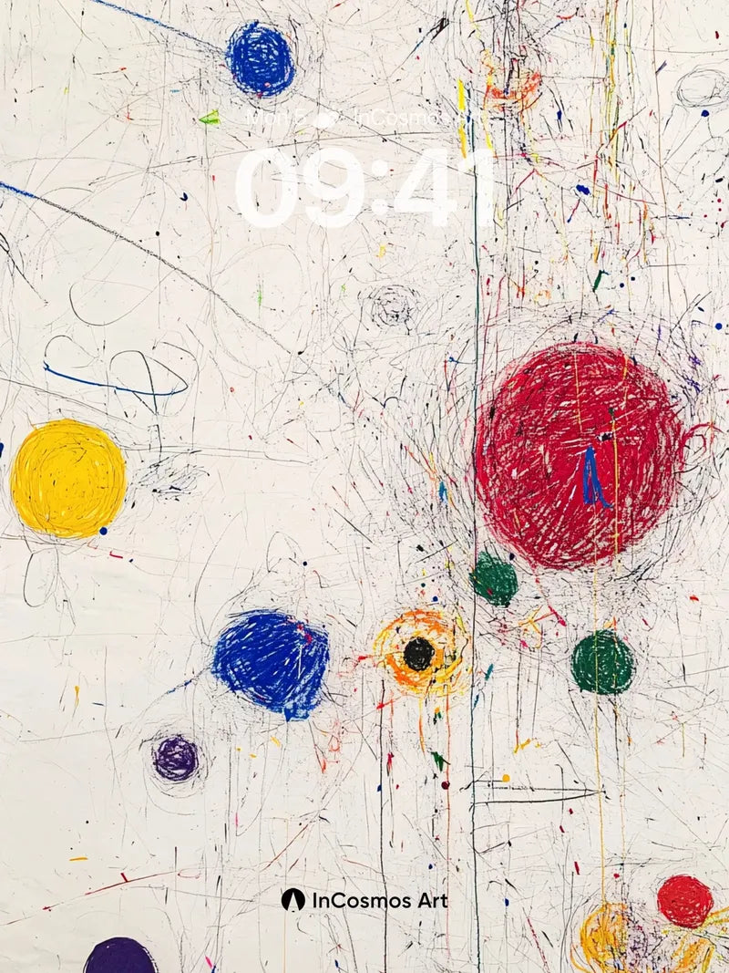 Whimsical Orbit Wallpaper with Scribble Stars wallpaper for iPhone, iPad & Mac