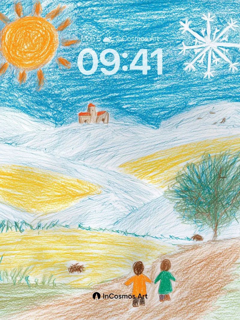Sun-Snow Duality Wallpaper with Childlike Wonder wallpaper for iPhone, iPad & Mac