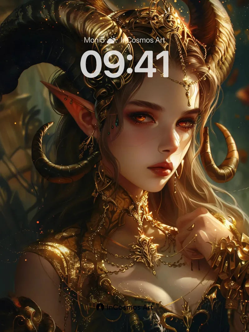 Golden Shadow Wallpaper with Horned Majesty